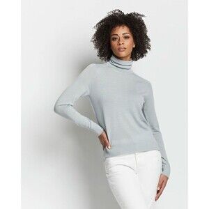 Lord & Taylor women's 100% cashmere turtleneck sweater, pastel baby blue, size S